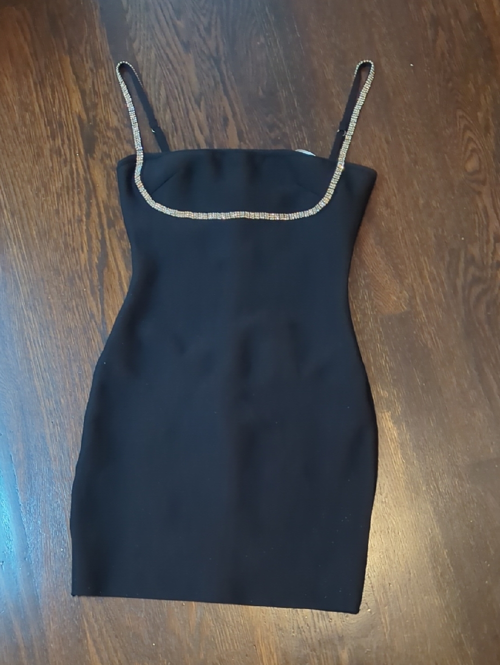 superdown Black Mini Dress with Rhinestone Trim